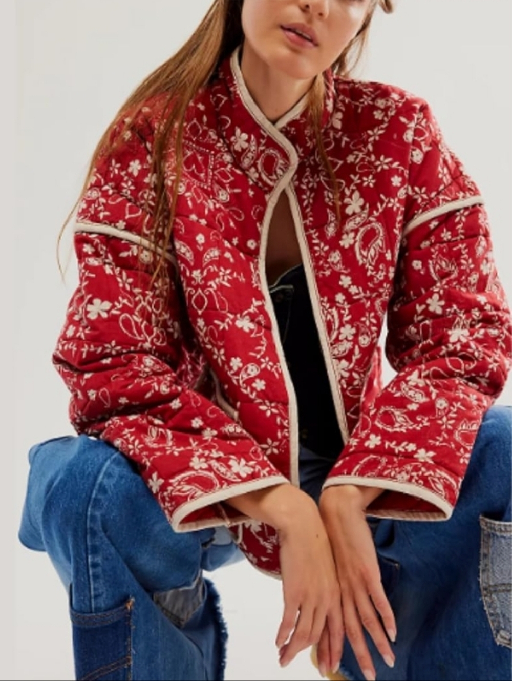 Brand New Women's Vaoyiu Loose Striped Quilted Jacket Collar Cropped Puffer XL - Picture 2 of 5